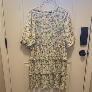 Floral Ruffle Dress with Puff Sleeves